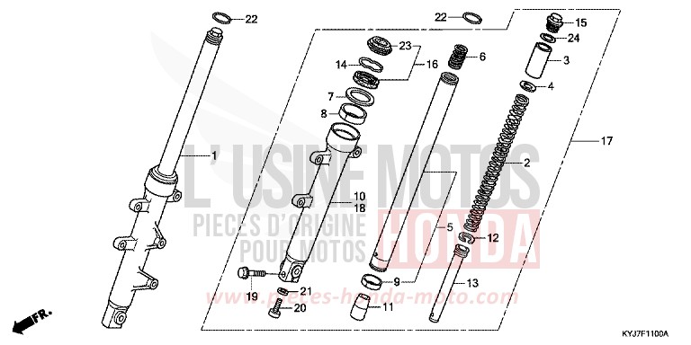 FRONT FORK for CBR250R ABS ASTEROID BLACK METALLIC (NHA35) from 2011